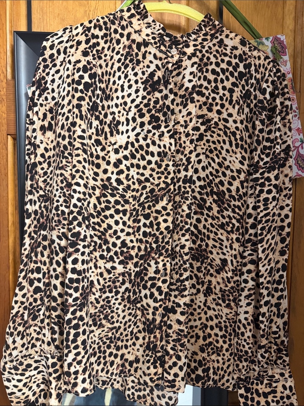 T Tahari Beige and Black Leopard Print Blouse